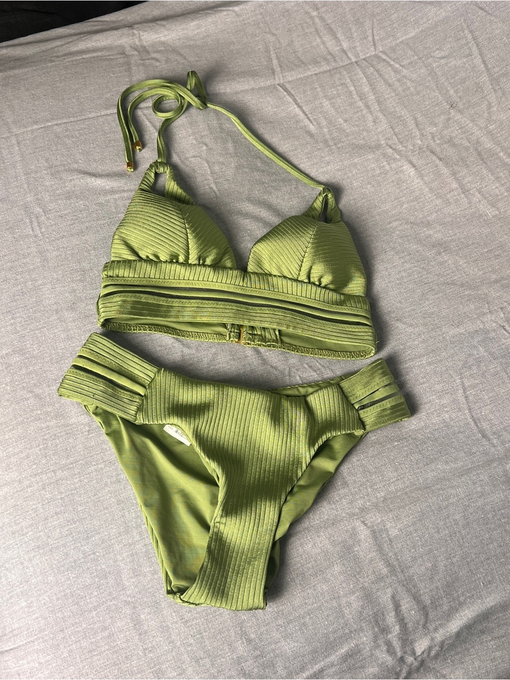 U-TEX Swimwear Sample Bikini in Lime Green Size Small NWOT